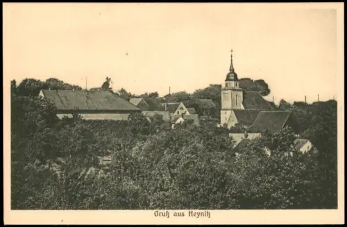 Ansichtskarte Heynitz-Nossen Stadtpartie mit Kirche 1927