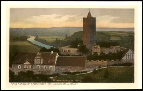 Ansichtskarte Schönburg (Saale) Schlossruine 1928