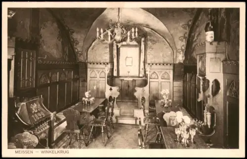 Ansichtskarte Meißen Winkelkrug - Gastraum Gaststätte 1928