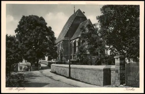 Ansichtskarte Mügeln Straßenpartie an der Kirche 1927