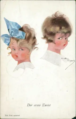 Ansichtskarte  Kinder Künstlerkarte The first quarrel Der erste Zwist 1925