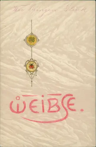 Künstlerkarte Glückskarte Sympole Maikäfer Glücksklee 1913 Gold