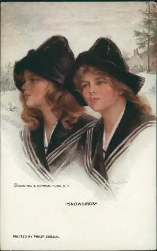 Ansichtskarte  Künstlerkarte schöne Frauen im Matrosenanzug SNOWBIRDS 1913