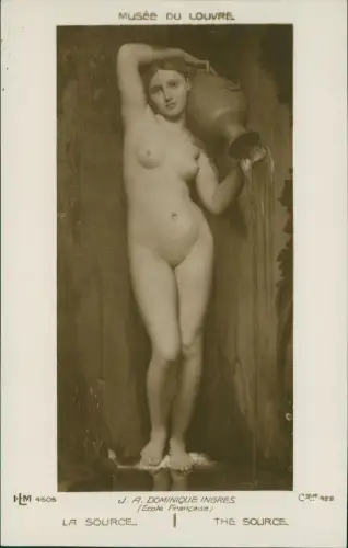 Erotik Nackt Nude Gemälde Louvre J. A. DOMINIQUE INGRES La Source 1917