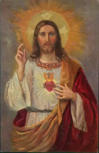 Jesus Christus Heiliges Herz Degi Künstlerkarte Pimselduktus 1913