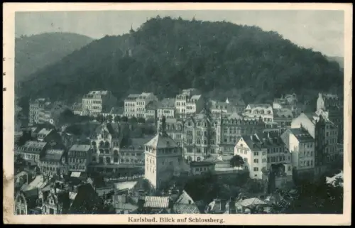 Karlsbad Karlovy Vary Panorama-Ansicht Blick auf Schlossberg 1930
