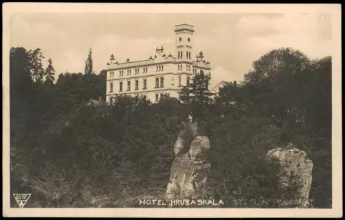Postcard _Aussiger Region _Ústecký kraj HOTEL HRUBA SKALA KLU 1920