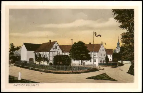Ansichtskarte Raußlitz-Nossen Partie am Gasthof Max Baldauf 1928