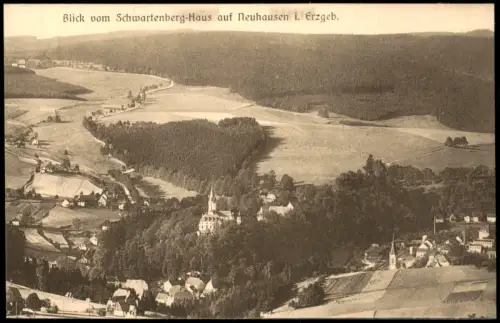 Neuhausen (Erzgebirge) Blick vom Schwartenberg-Haus Erzgebirge 1927