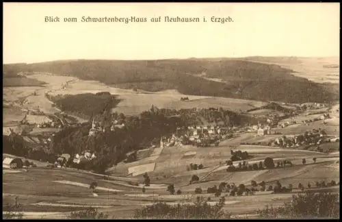 Ansichtskarte Neuhausen (Erzgebirge) Blick vom Schwartenberg-Haus auf N. 1927