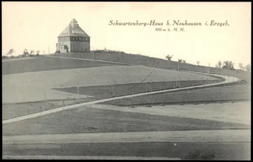Ansichtskarte Neuhausen (Erzgebirge) Schwartenberg-Haus - Felder 1917