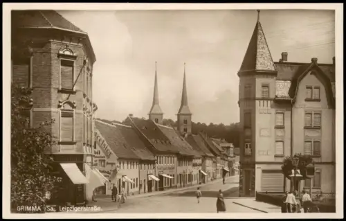 Ansichtskarte Grimma Leipziger Straße - Fotokarte 1927