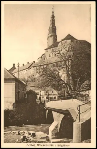 Ansichtskarte Weesenstein (Müglitz) Brücke zum Schloß 1928