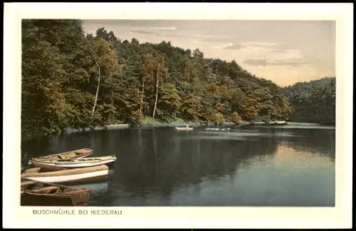 Ansichtskarte Gohlis-Niederau Park Buschmühle Ruderboot 1928