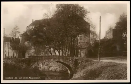 Ansichtskarte Radeberg Schloß Klippenstein - Brücke 1928
