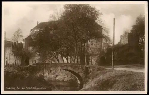 Ansichtskarte Radeberg Schloß Klippenstein - Brücke 1928