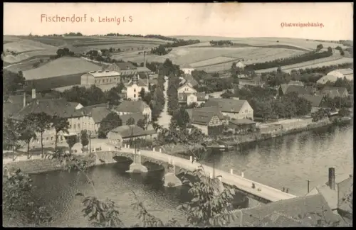 Ansichtskarte Fischendorf-Leisnig Stadt, Fabrik - Obstweinschänke 1914