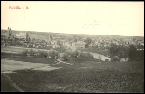 Ansichtskarte Rochlitz Fernblick auf die Stadt 1909