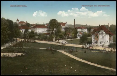 Ansichtskarte Bischofswerda Parkanlagen am Bischofsplatz 1914