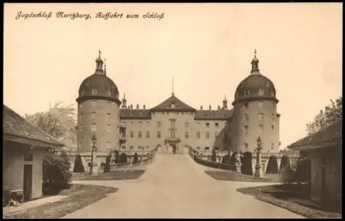 Ansichtskarte Moritzburg Kgl. Jagdschloss Auffahrt 1914