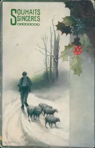 Ansichtskarte  Neujahr Sylvester New Year (Bonne Année) Künstlerkarte 1907