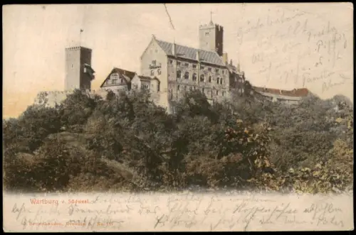 Ansichtskarte Eisenach Wartburg von Südwesten 1906