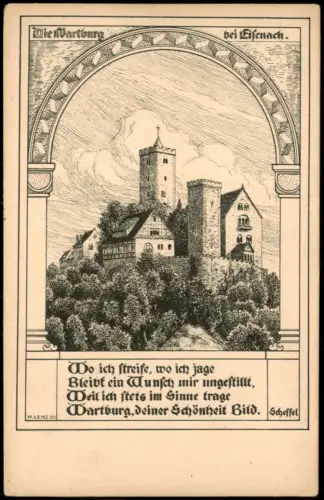 Ansichtskarte Eisenach Künstlerkarte: Die Wartburg bei Eisenach 1920