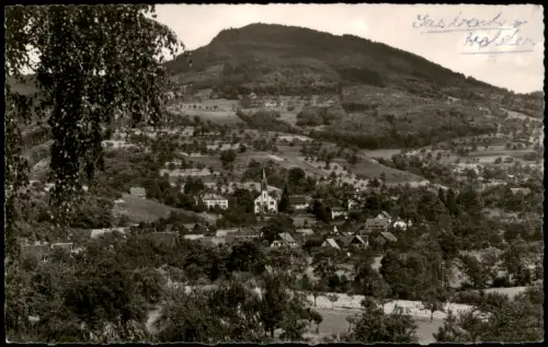 Sasbachwalden Ortsansicht mit Kirche und Schwarzwald-Panorama 1956