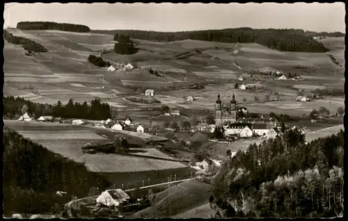 St. Peter Hochschwarzwald Panorama-Ansicht mit Klosterkirche Fotokarte 1958