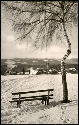 St. Märgen Winterlandschaft mit Feldbergblick und Ortsansicht 1964