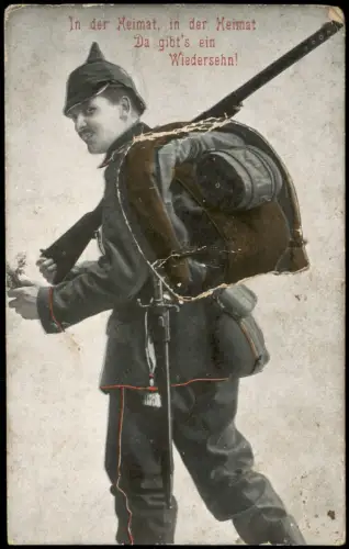 Militär Propaganda Soldatenleben Soldat mit Sturmgepäck 1. WK 1917