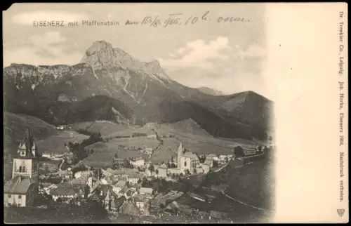 Ansichtskarte Eisenerz (Steiermark) Ortsansicht mit Pfaffenstein 1904