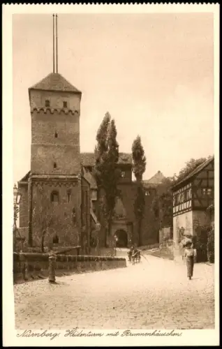Ansichtskarte Nürnberg Heidenturm mit Brunnenhäuschen 1915