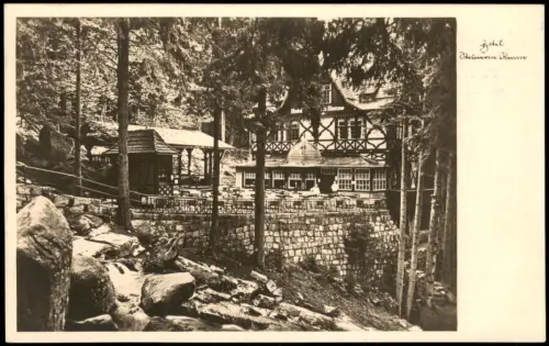 Ansichtskarte Wernigerode Hotel und Pension Steinerne Renne am Wasserfall 1934