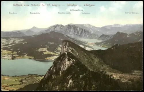 Mondsee Talblick vom Schober auf den Mondsee und die Drachenwand 1909