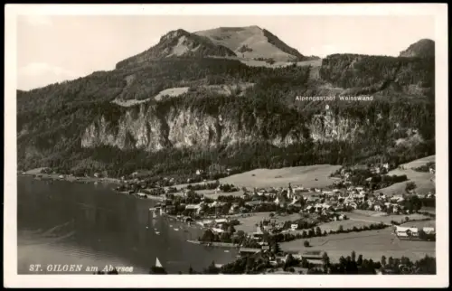 Sankt Gilgen St. Gilgen Panorama von St. Gilgen mit Zwölferhorn und Abersee 1955