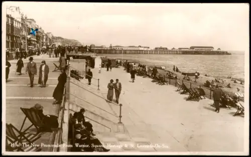 Postcard St Leonards-on-Sea Promenade am Meer mit Seebrücke 1938