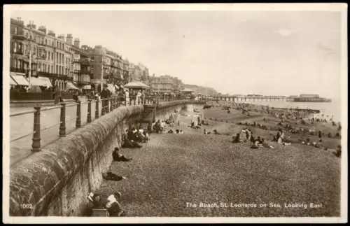 Postcard St Leonards-on-Sea Strandpromenade mit Blick nach Osten 1927