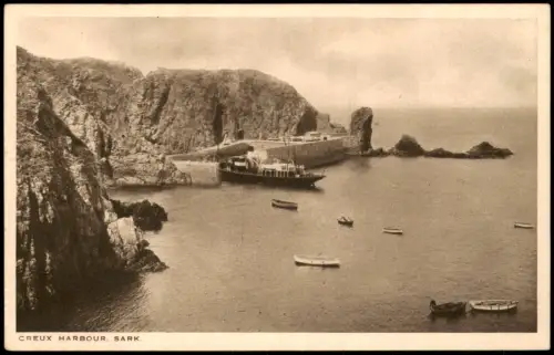 Postcard Sark Hafen Creux Harbour 1930
