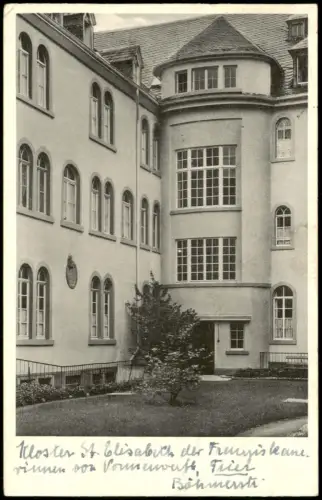 Ansichtskarte Trier Kloster St. Elisabeth, Gartenansicht 1952