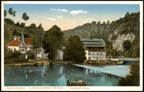 Lauenhain-Mittweida Gastwirtschaft - LAUENHAINER MÜHLE Ausflugsboot 1914