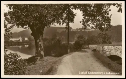 Frankenberg (Sachsen) Fernblick aud Schloß Sachsenburg Brücke 1928
