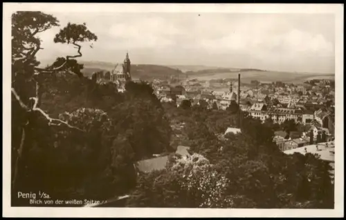 Ansichtskarte Penig (Mulde) Blick von der weißen Spitze. Fotokarte 1928