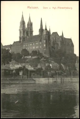 Ansichtskarte Meißen Dom u. Kgl. Albrechtsburg. Häuser 1908