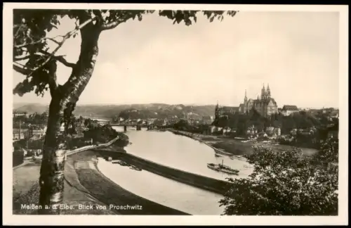 Ansichtskarte Meißen Blick von Proschwitz - Fotokarte 1928