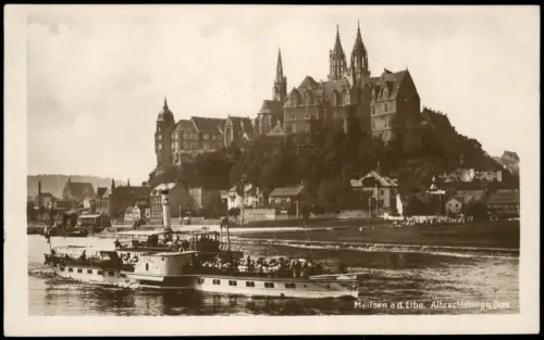 Ansichtskarte Meißen Schloss Albrechtsburg Elbdampfer Dresden 1929