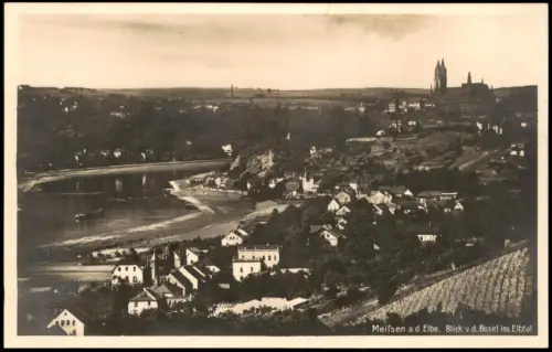 Ansichtskarte Meißen Elbe. Blick v. d. Bosel ins Elbtal 1929