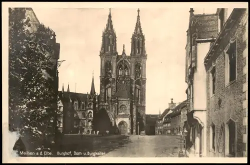 Ansichtskarte Meißen Burghof, Dom u. Burgkeller - Fotokarte 1929