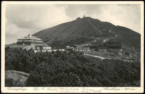 Postcard Krummhübel Karpacz Schneekoppe mit Bergbauden 1931