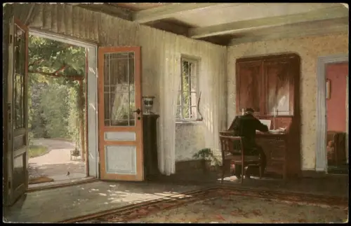 Ansichtskarte  Im Studierzimmer (The rector's study) von Sigvard Hansen 1910
